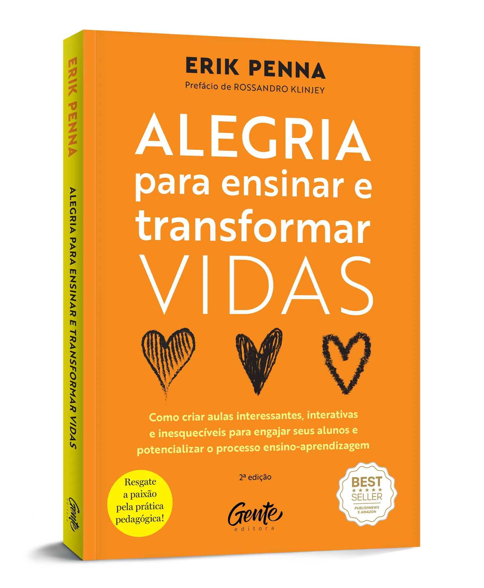 Capa do livro Alegria para Ensinar e Transformar Vidas, de Erik Penna, com selo de best-seller